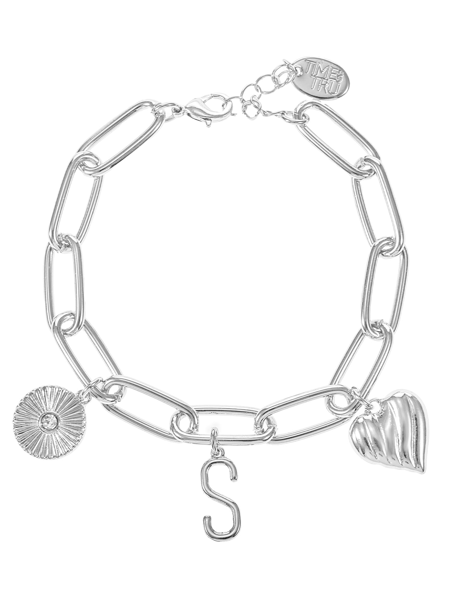 Silvertone Initial Charm Bracelet, Initial M