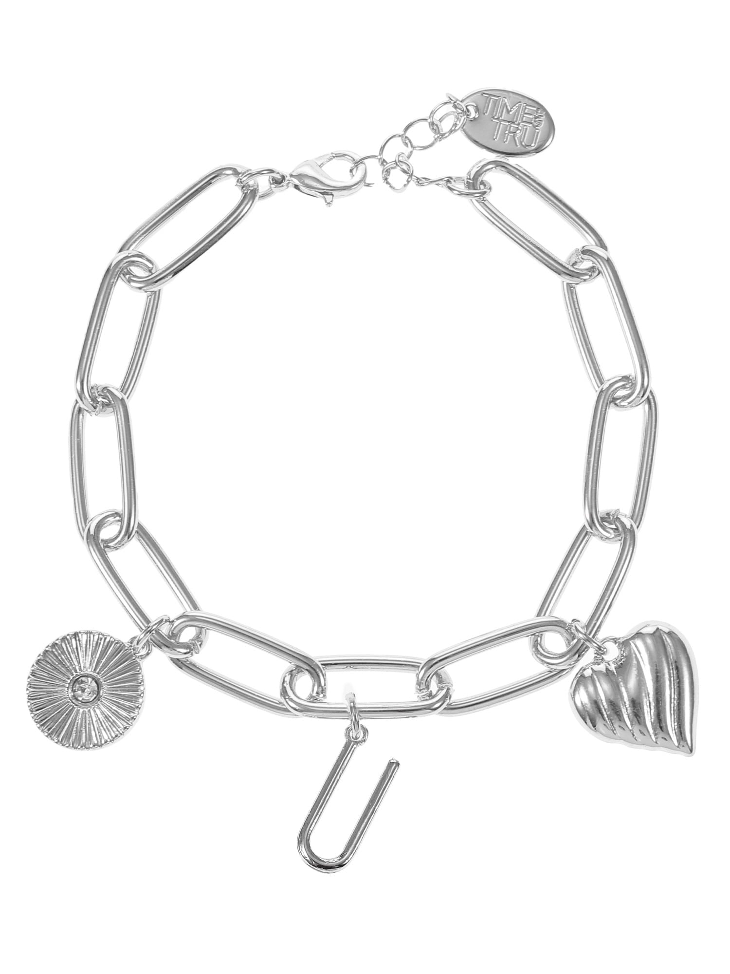 Silvertone Initial Charm Bracelet, Initial M
