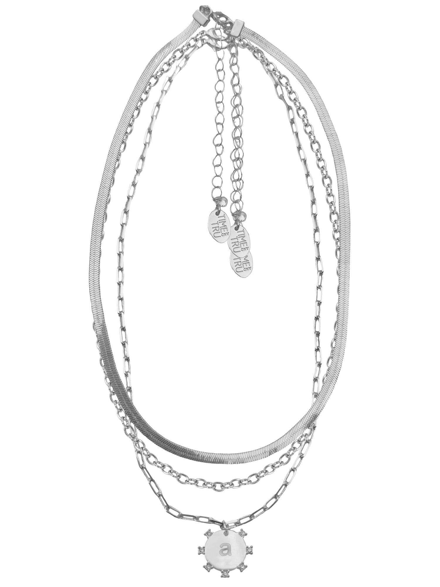Silvertone Necklace, 3 Piece, Initial A