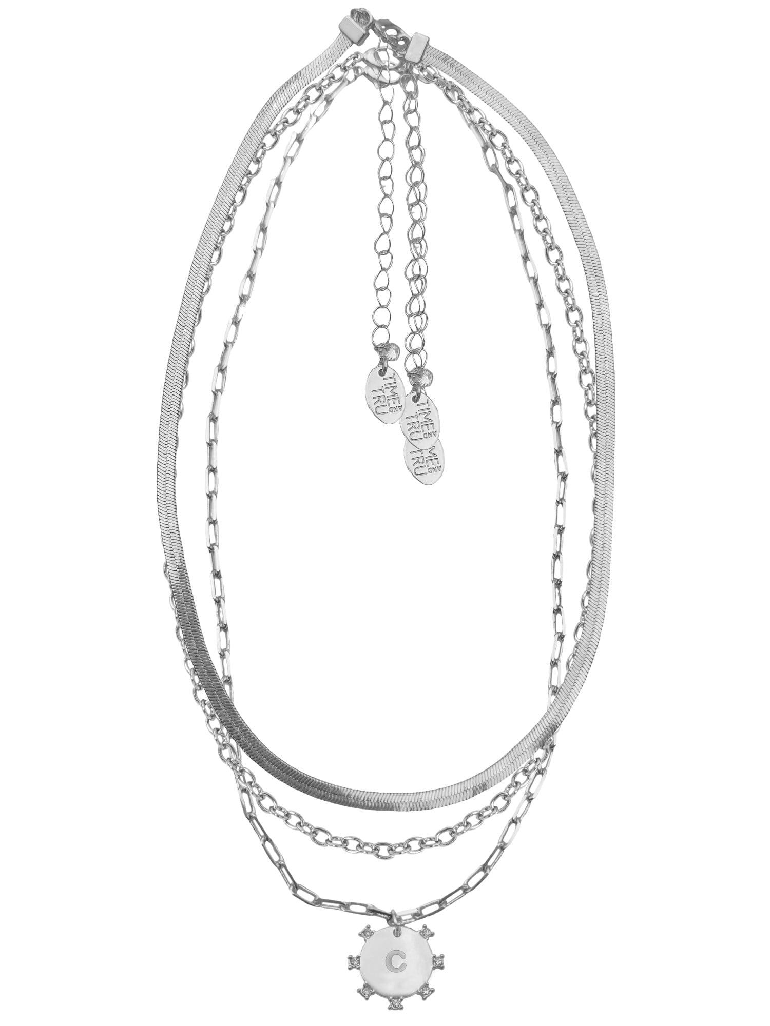 Silvertone Necklace, 3 Piece, Initial A