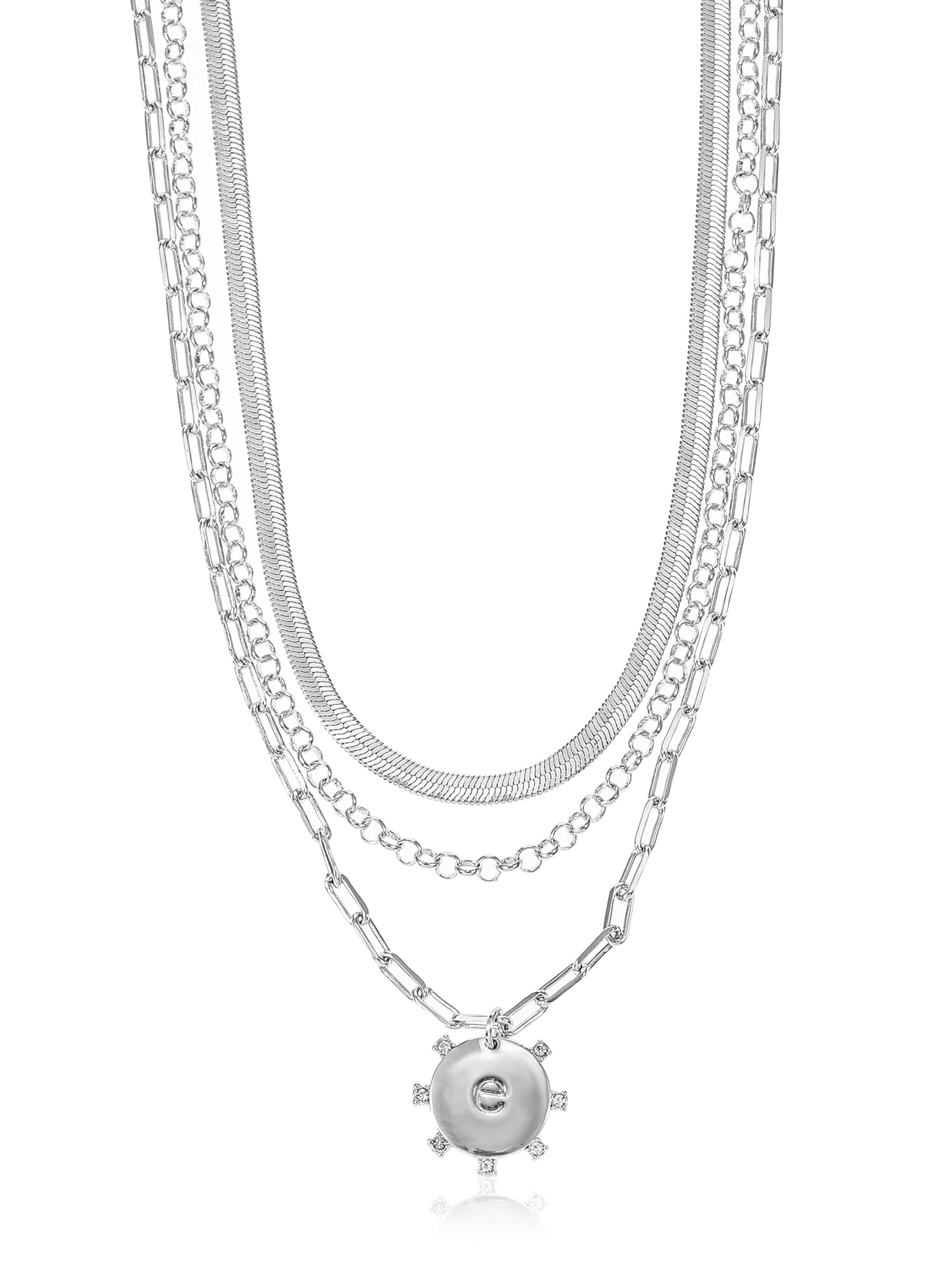 Silvertone Necklace, 3 Piece, Initial A