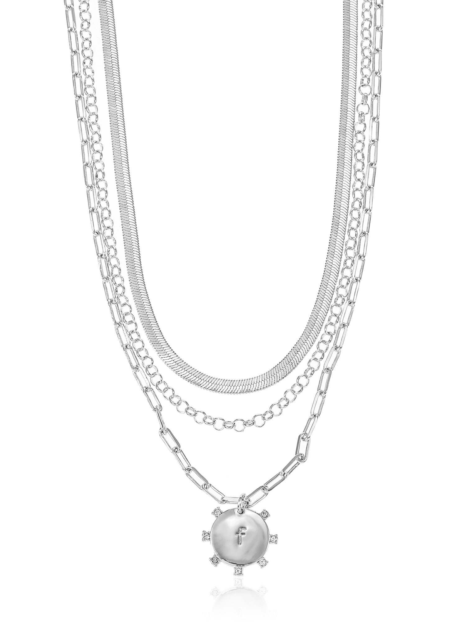 Silvertone Necklace, 3 Piece, Initial A
