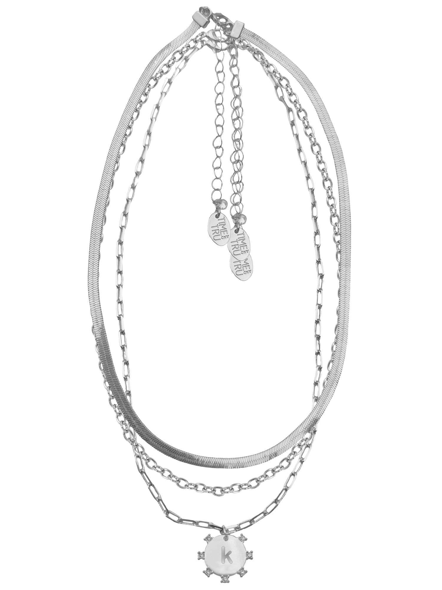 Silvertone Necklace, 3 Piece, Initial A