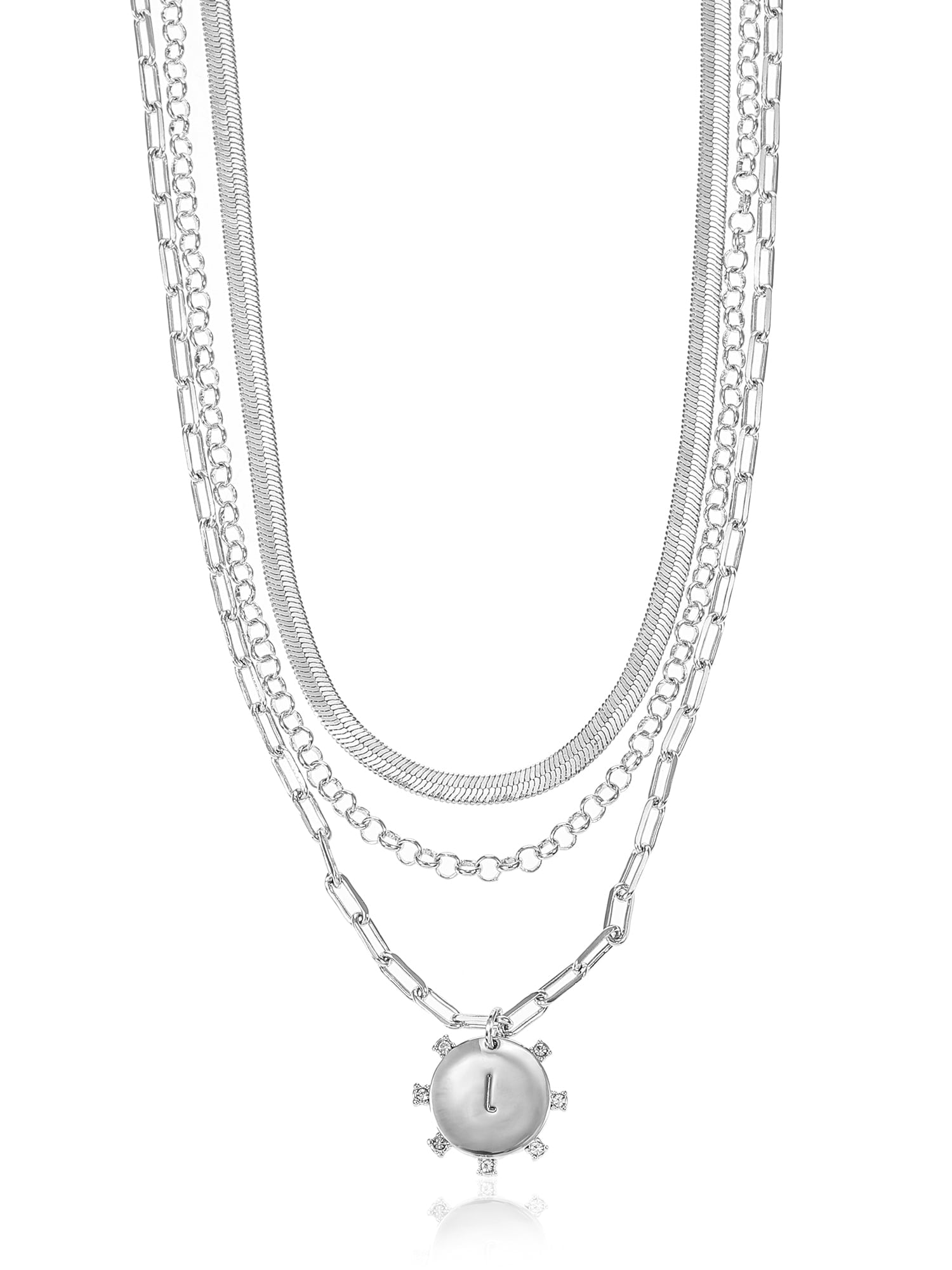 Silvertone Necklace, 3 Piece, Initial A