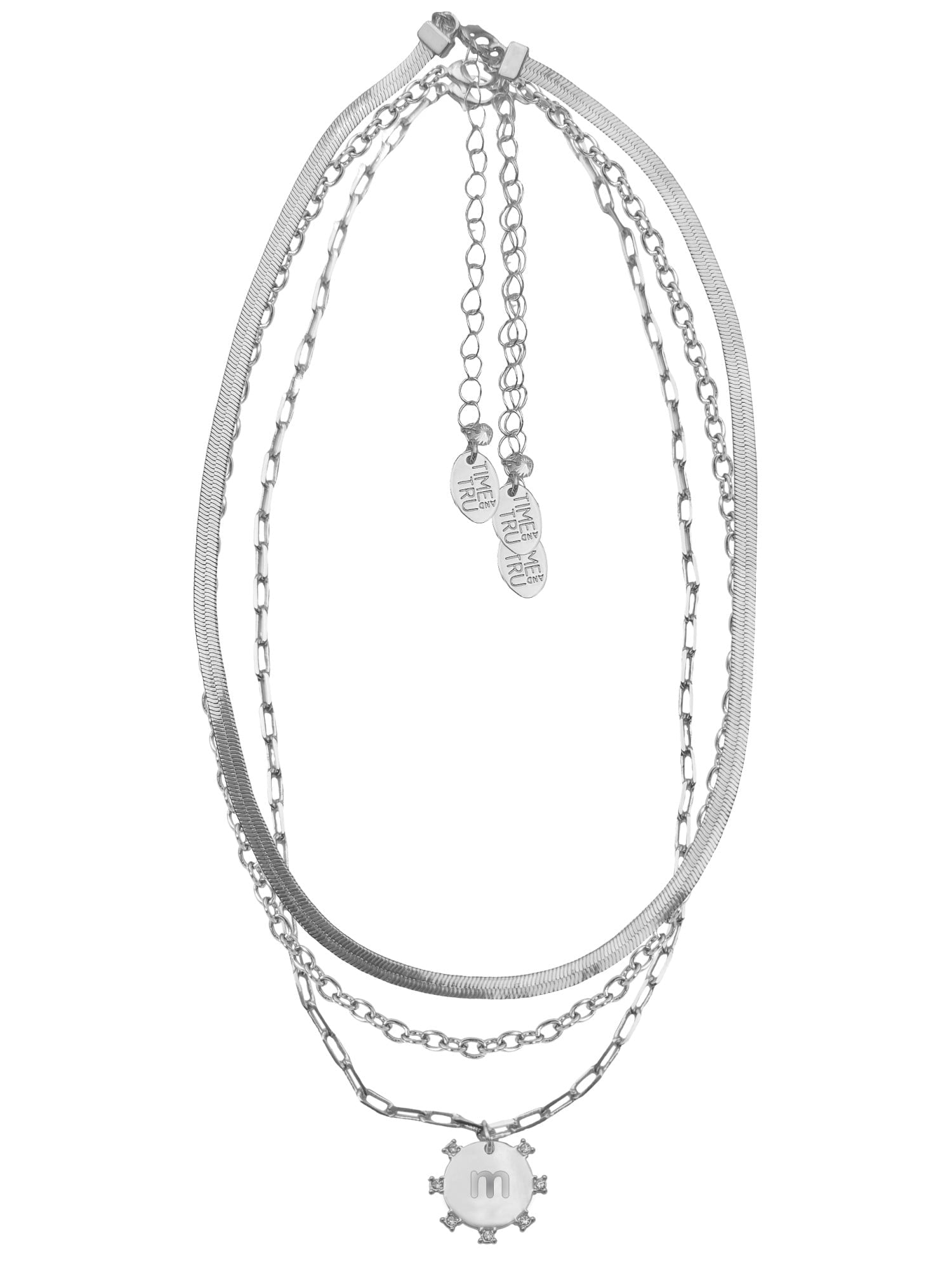 Silvertone Necklace, 3 Piece, Initial A