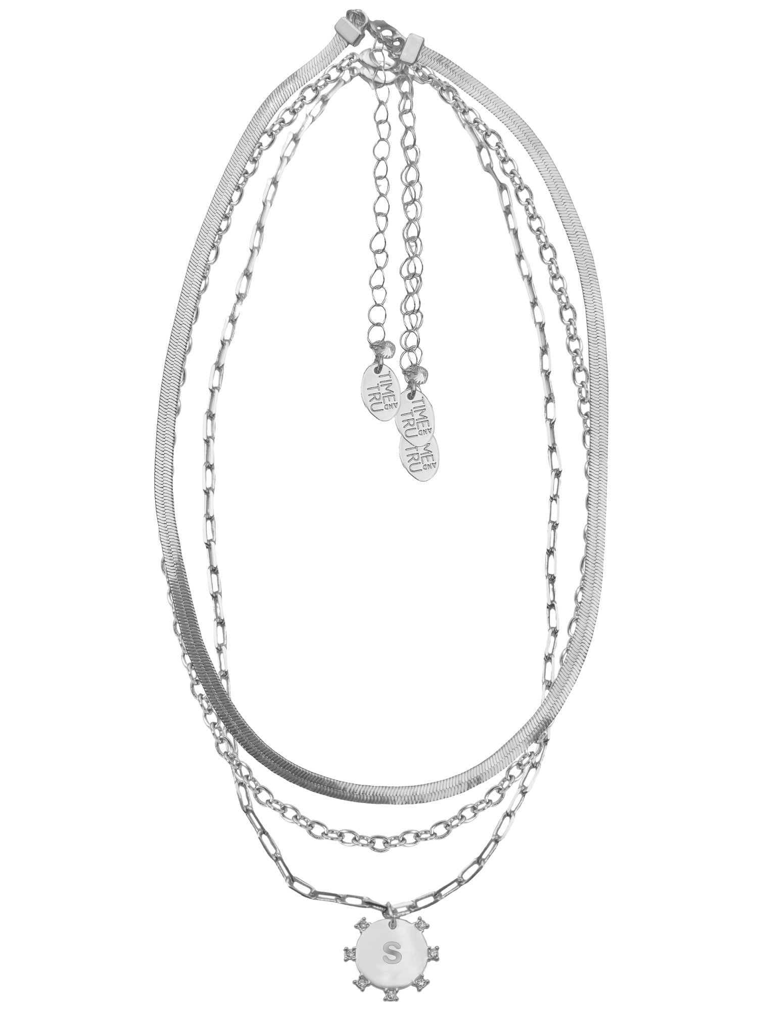 Silvertone Necklace, 3 Piece, Initial A