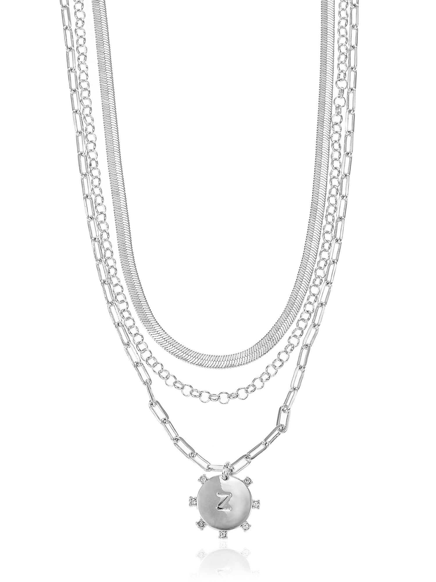 Silvertone Necklace, 3 Piece, Initial A
