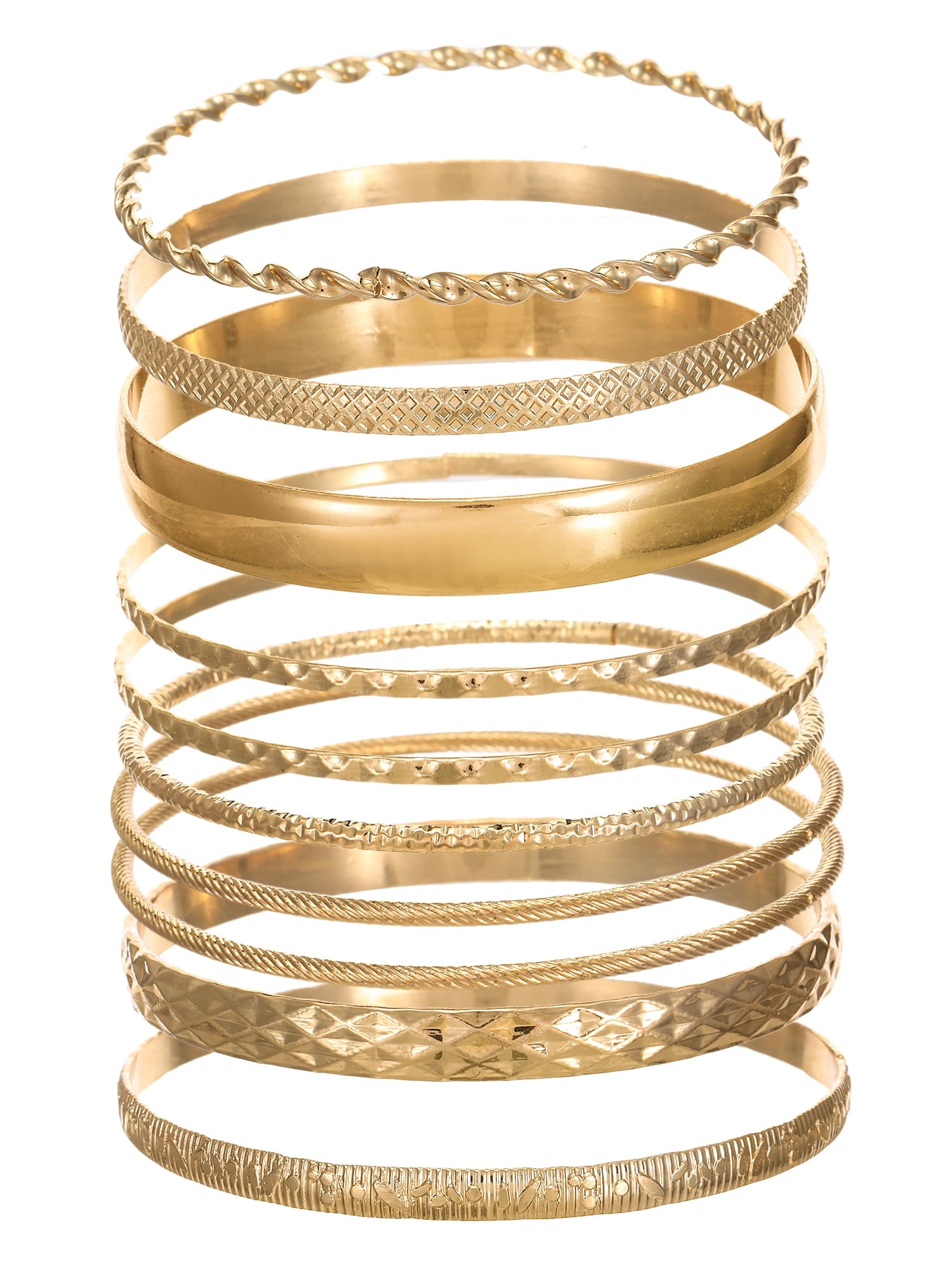 Textured -Tone Bangle Bracelets Jewelry, -Tone, (10-Inch), [ Box]