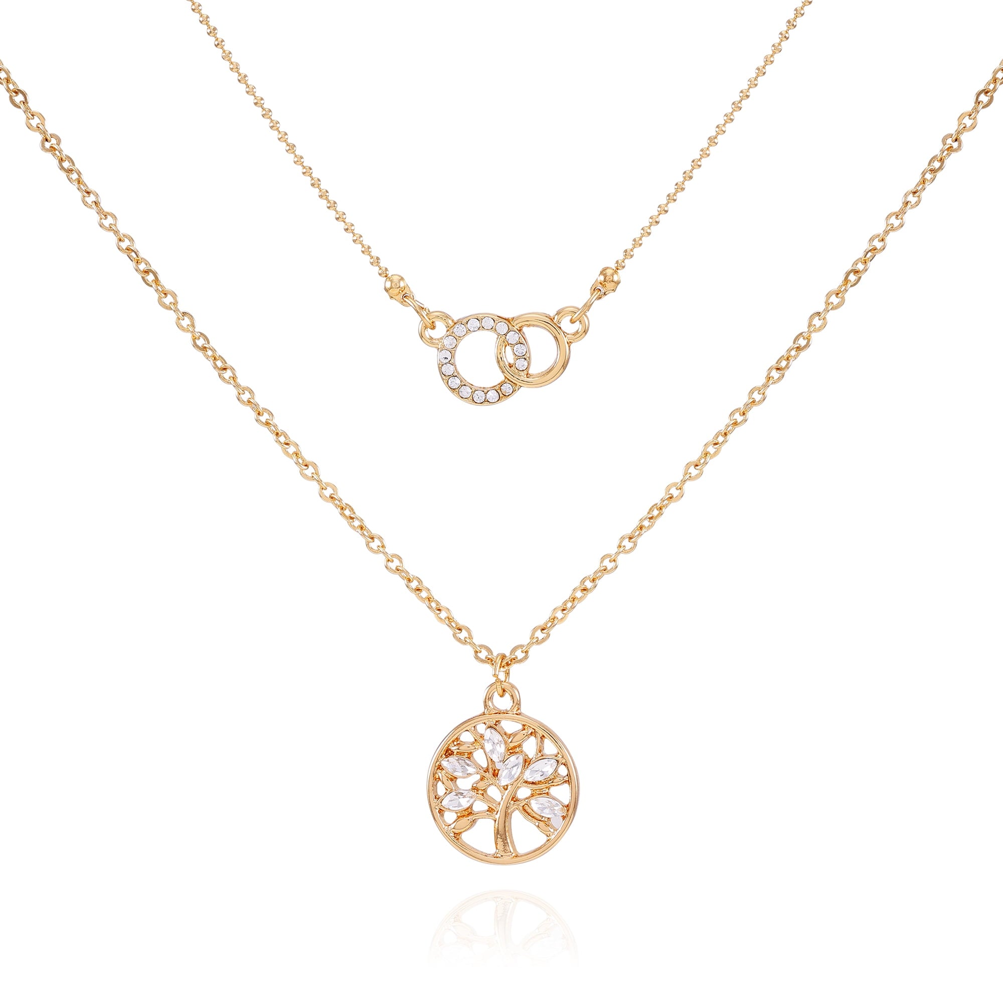 Women's Dainty Tree of Life Goldtone Necklace Set