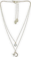 Women's Tone Moon and Star Pendant Necklace Set, 2-Piece