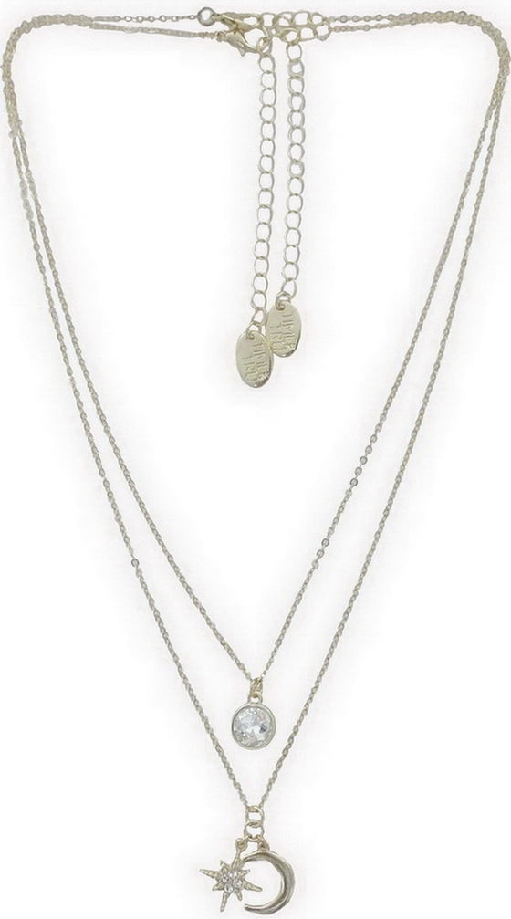 Women's Tone Moon and Star Pendant Necklace Set, 2-Piece