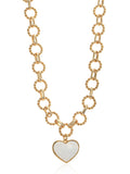 Women's Tone Mother of Pearl Heart Statement Necklace
