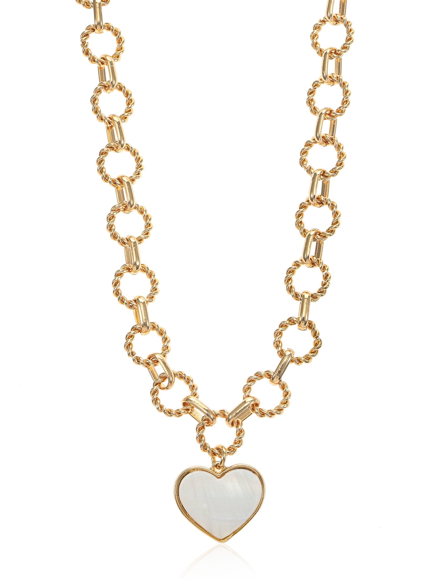 Women's Tone Mother of Pearl Heart Statement Necklace
