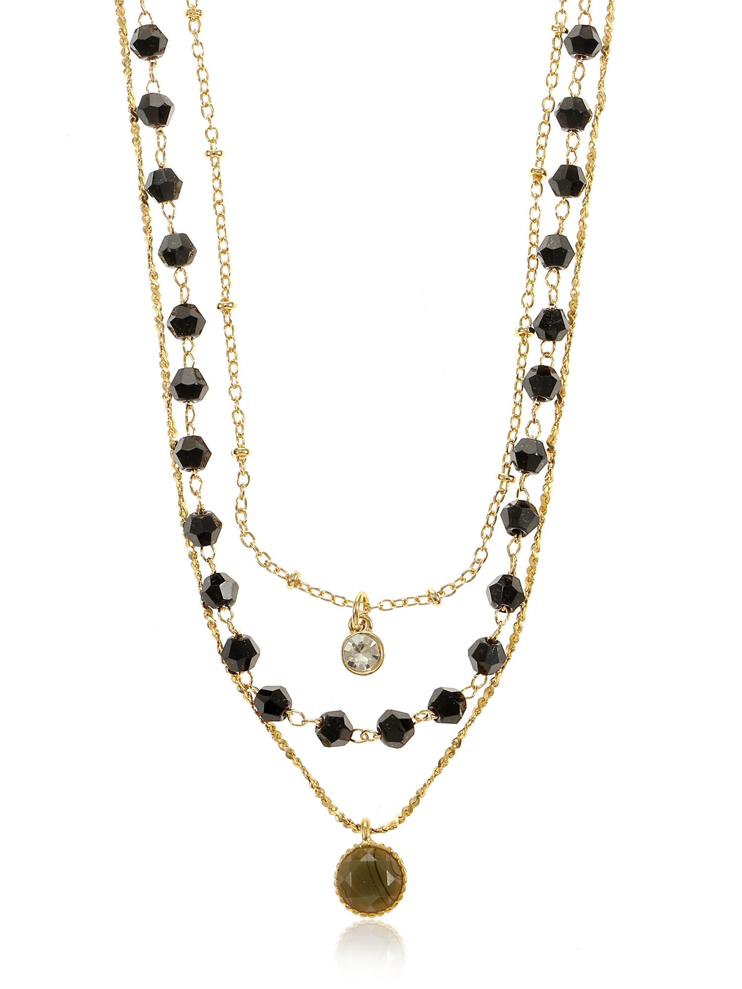 Women's Goldtone Layered Necklace Set, 3 Pieces, Black
