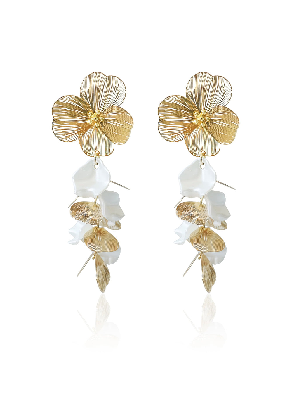 Women's Metal Plated Flower Earring