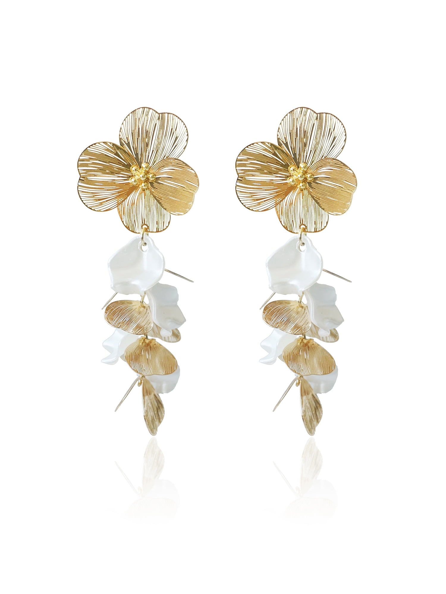 Women's Metal Plated Flower Earring
