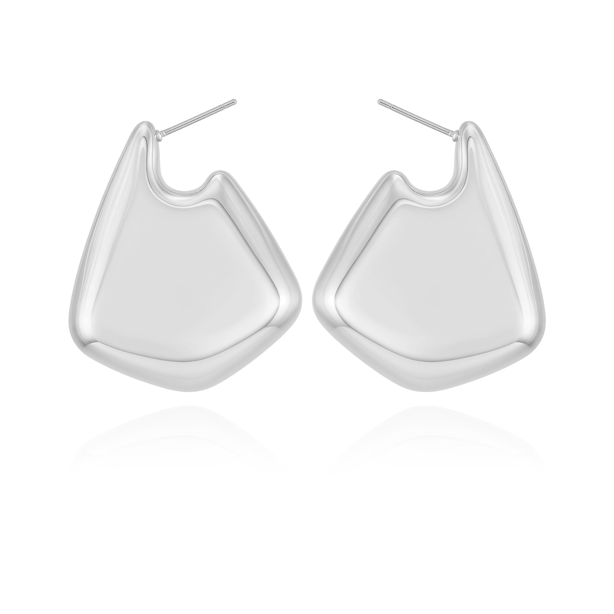 Women's Silvertone Large Bean Stud Earring