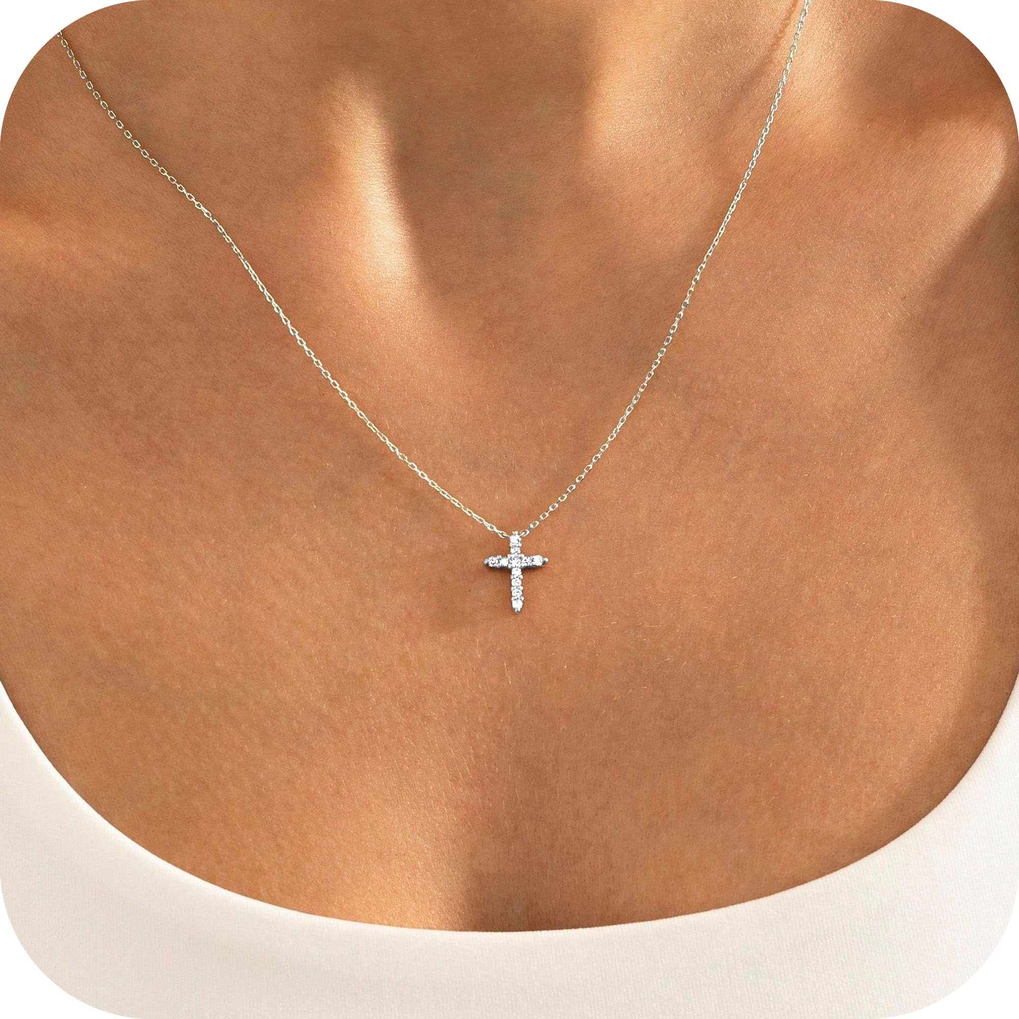 14K Plated Dainty Tiny Cross Pendant Necklace for Women Jewelry Personalizedt First Communion Christian Baptism Easter Gifts for Her Kid Girls