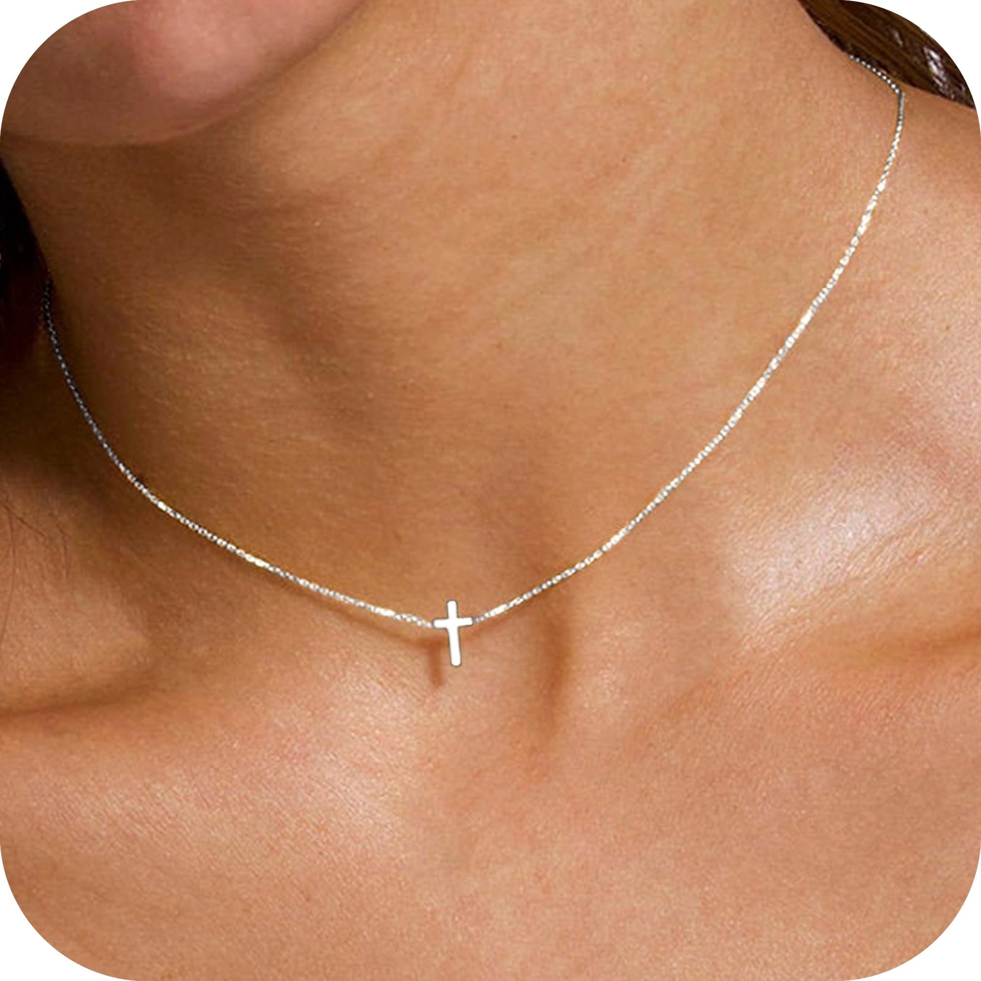 14K Plated Dainty Tiny Cross Pendant Necklace for Women Jewelry Personalizedt First Communion Christian Baptism Easter Gifts for Her Kid Girls