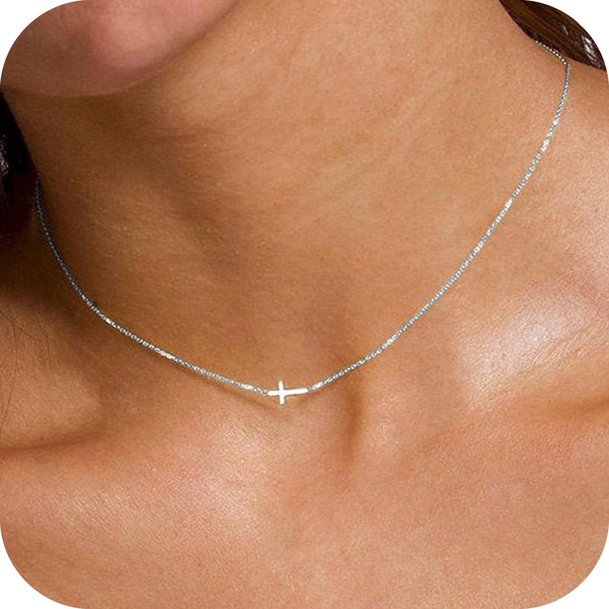 14K Plated Dainty Tiny Cross Pendant Necklace for Women Jewelry Personalizedt First Communion Christian Baptism Easter Gifts for Her Kid Girls