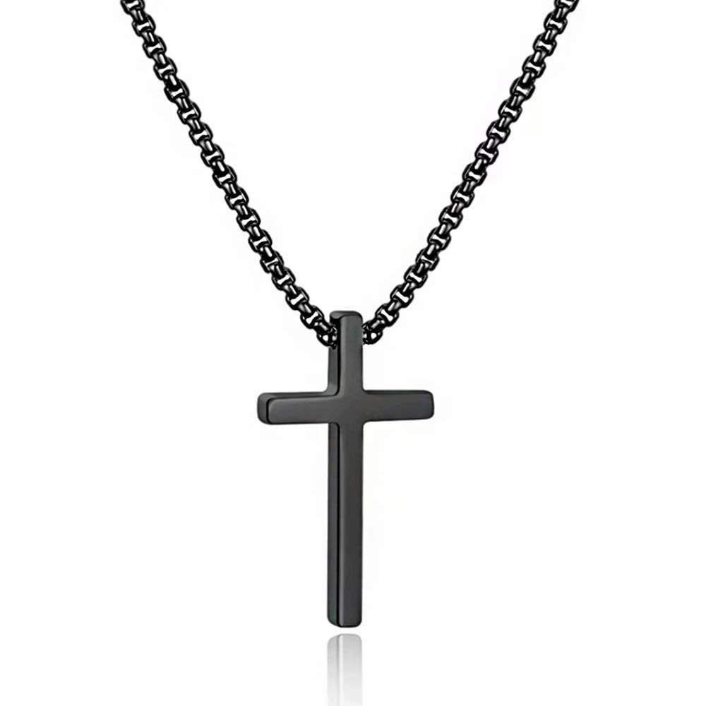 Cross Necklaces for Men Boys 316L Stainless Steel Pendant 16-30 inch Chain Jewelry Catholic Christian Easter Gifts for Men Father Husband Grandpa