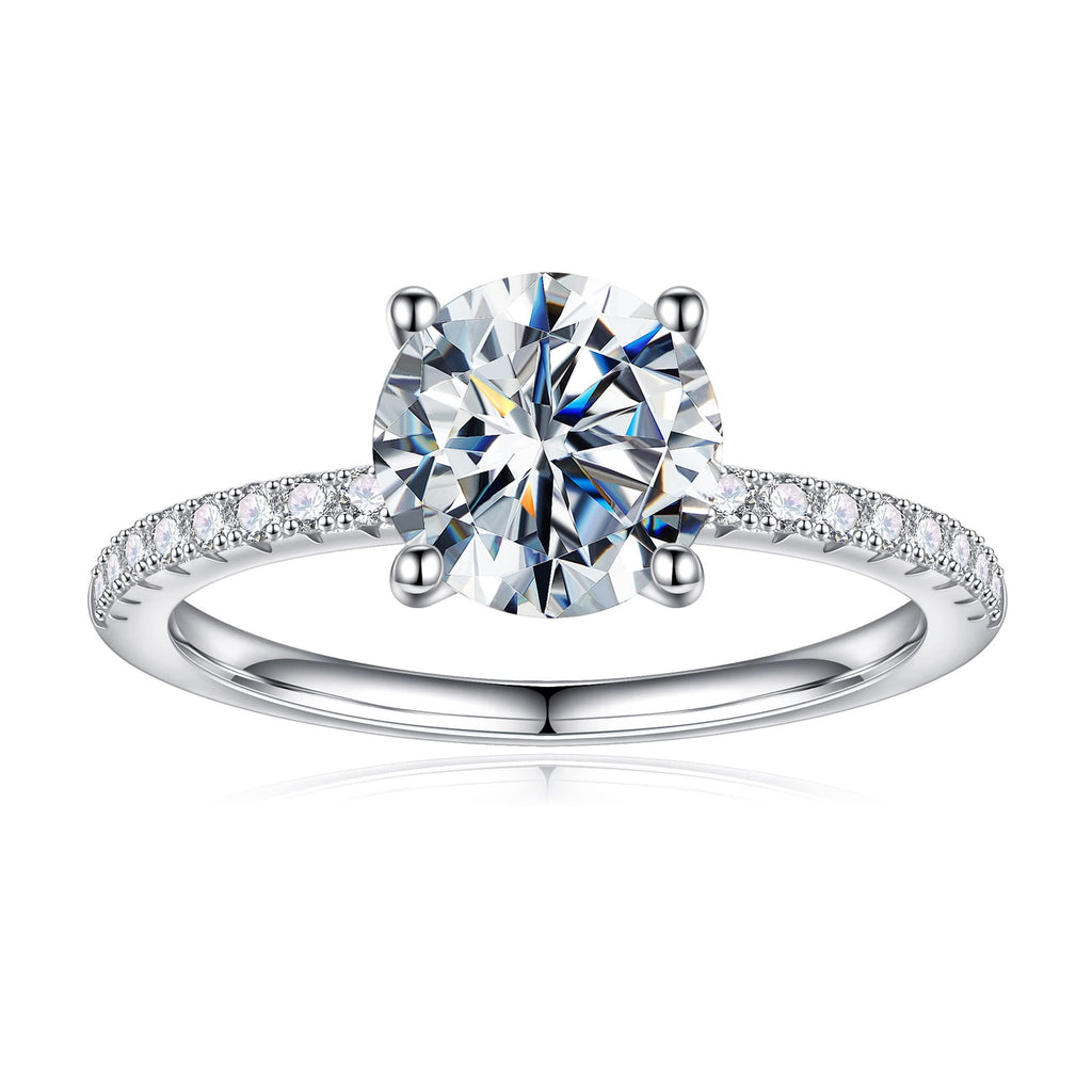Engagement Rings for Women 1.5ct Brilliant Round Cut Rhodium Plated Solid S925 Sterling Stackable Jewelry Wedding Bands Valentines Day Gifts for Women