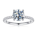 Engagement Rings for Women 1.5ct Brilliant Round Cut Rhodium Plated Solid S925 Sterling Stackable Jewelry Wedding Bands Valentines Day Gifts for Women