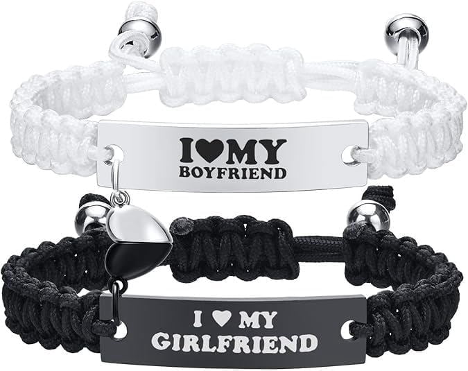 Magnetic Couples Bracelet, Adjustable Matching Macrame Bracelets, Stainless Steel Distance Relationship Bracelet, BF and GF Gifts