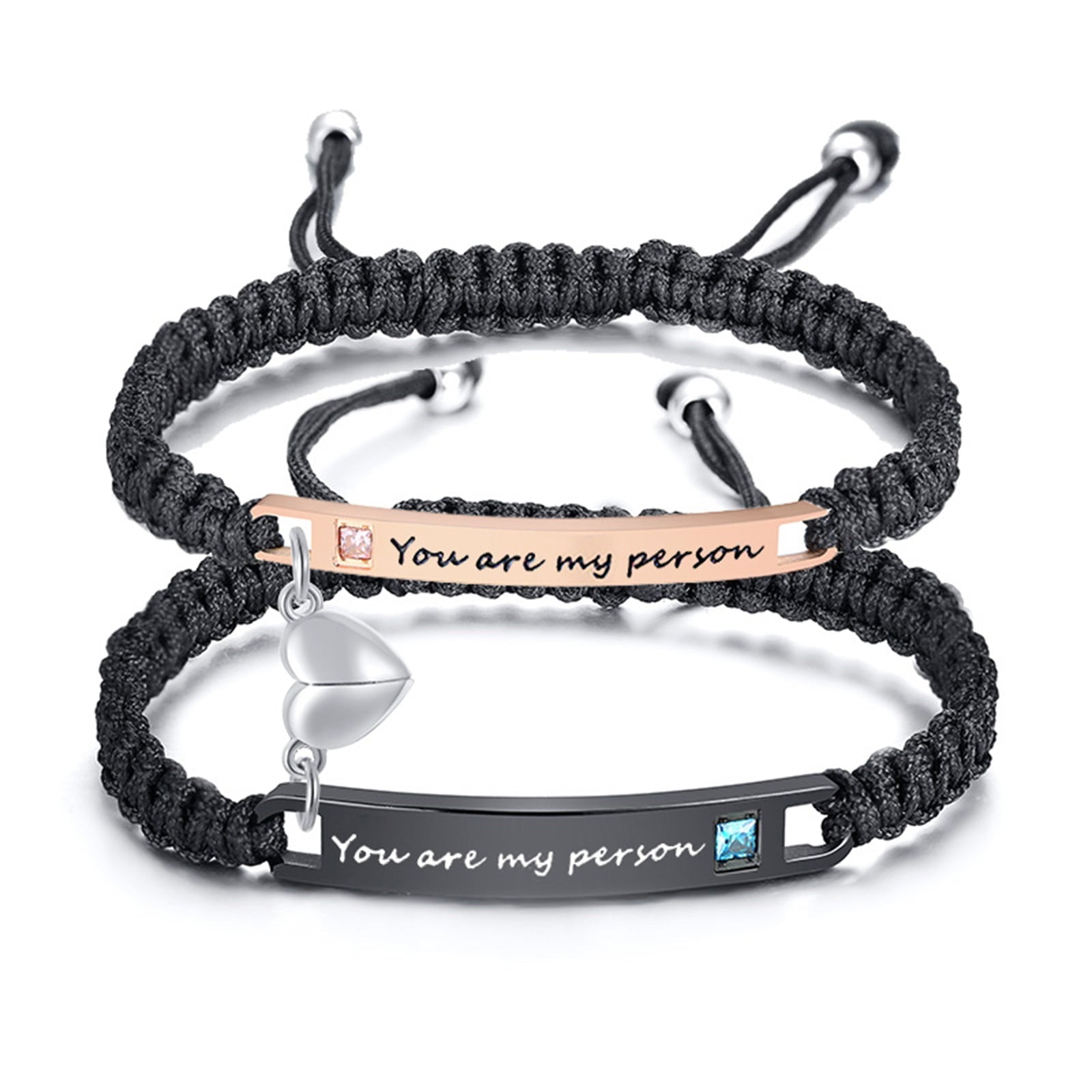 Magnetic Couples Bracelet, Adjustable Matching Macrame Bracelets, Stainless Steel Distance Relationship Bracelet, BF and GF Gifts