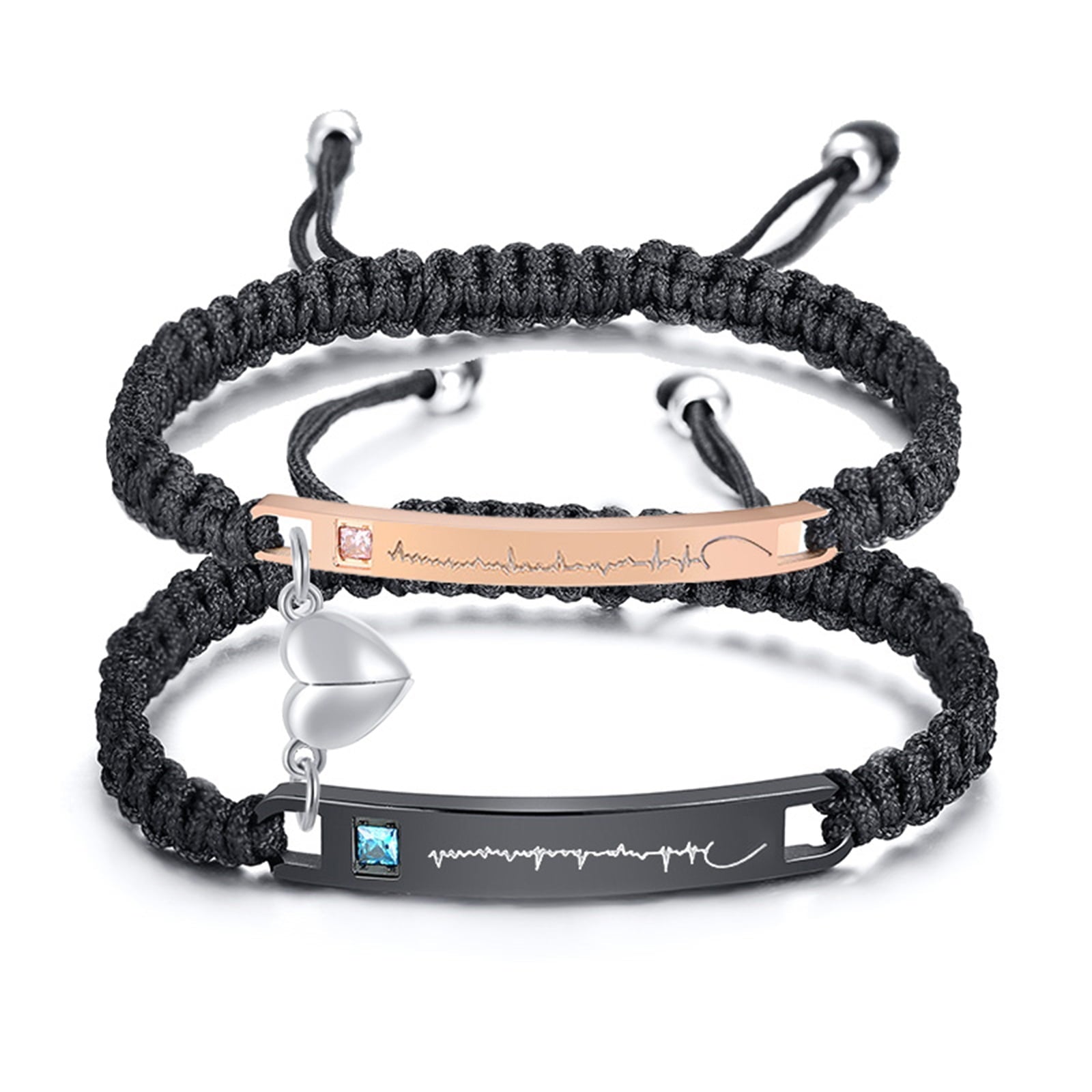 Magnetic Couples Bracelet, Adjustable Matching Macrame Bracelets, Stainless Steel Distance Relationship Bracelet, BF and GF Gifts