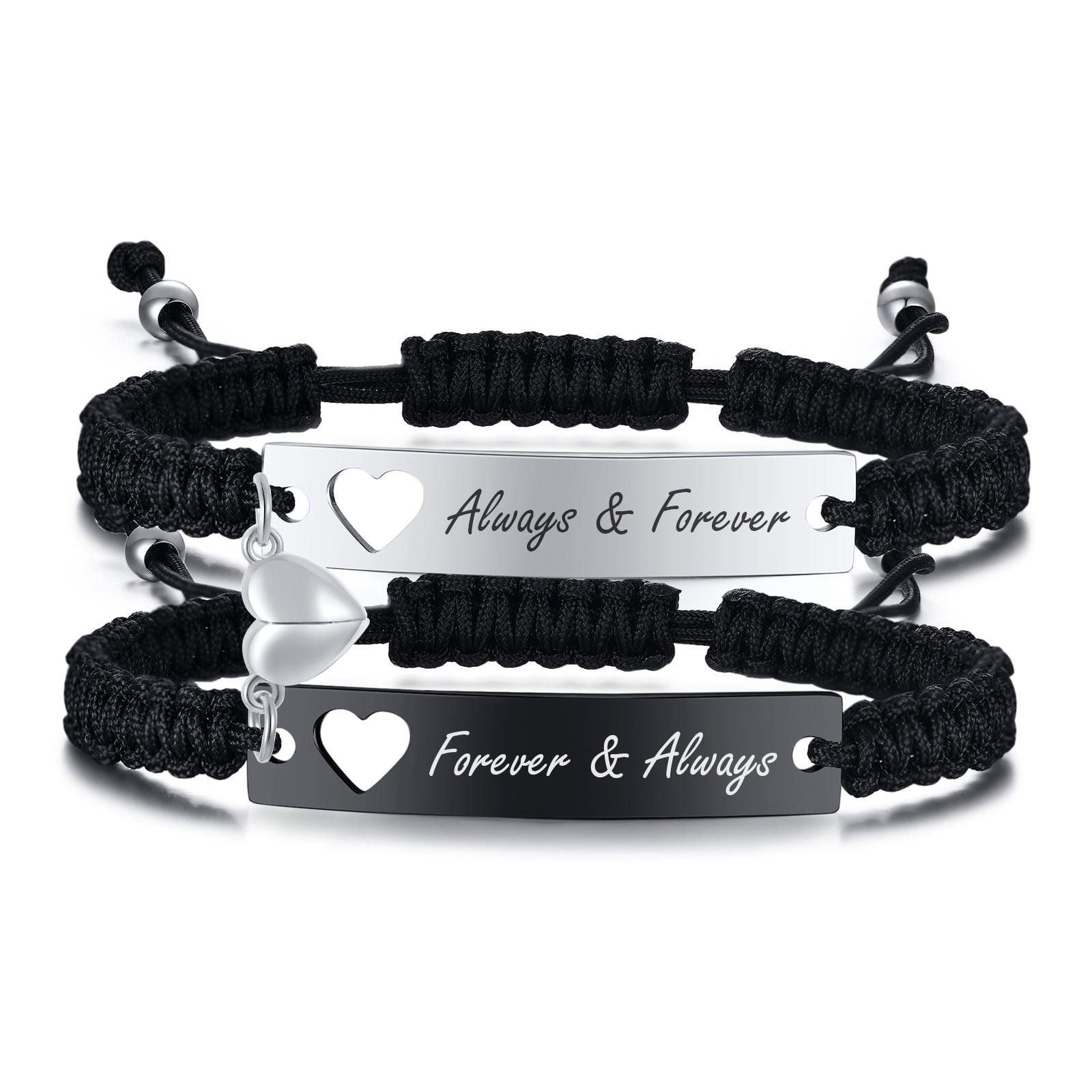 Magnetic Couples Bracelet, Adjustable Matching Macrame Bracelets, Stainless Steel Distance Relationship Bracelet, BF and GF Gifts