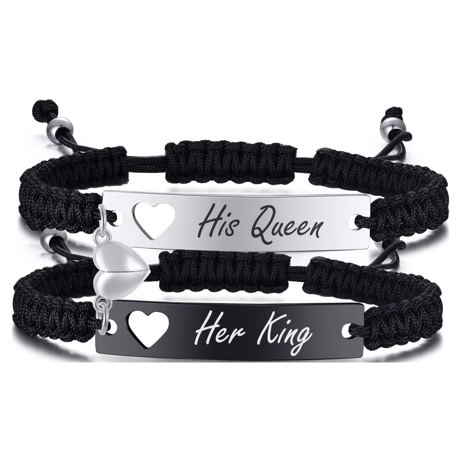 Magnetic Couples Bracelet, Adjustable Matching Macrame Bracelets, Stainless Steel Distance Relationship Bracelet, BF and GF Gifts