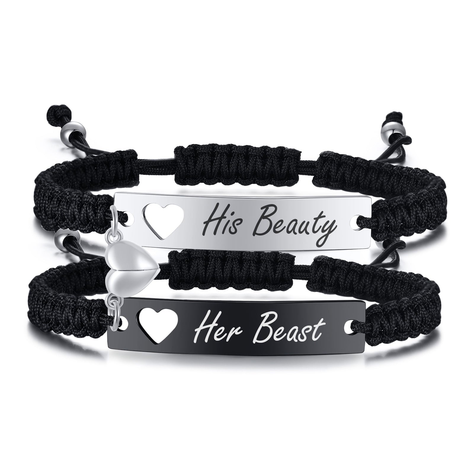 Magnetic Couples Bracelet, Adjustable Matching Macrame Bracelets, Stainless Steel Distance Relationship Bracelet, BF and GF Gifts