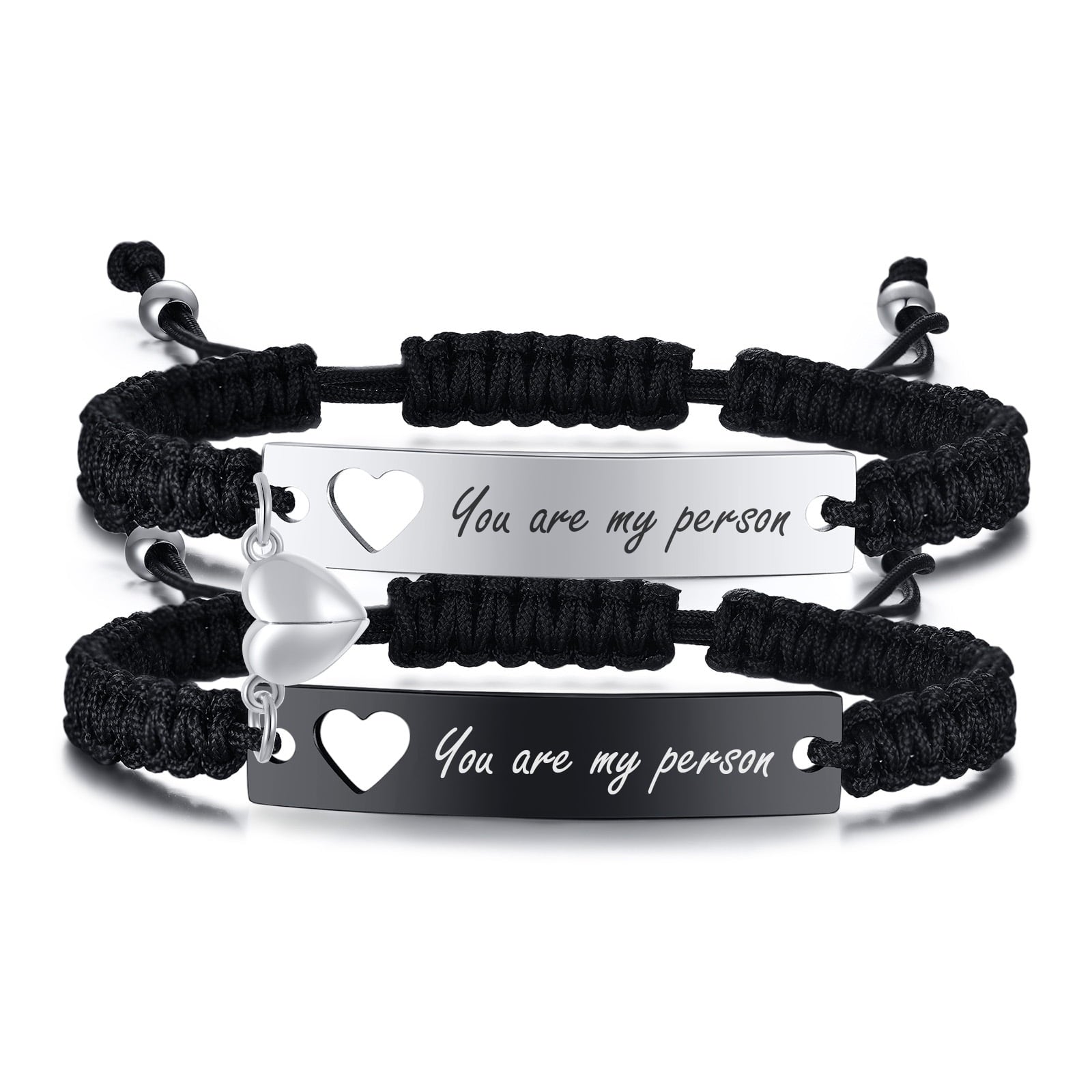 Magnetic Couples Bracelet, Adjustable Matching Macrame Bracelets, Stainless Steel Distance Relationship Bracelet, BF and GF Gifts