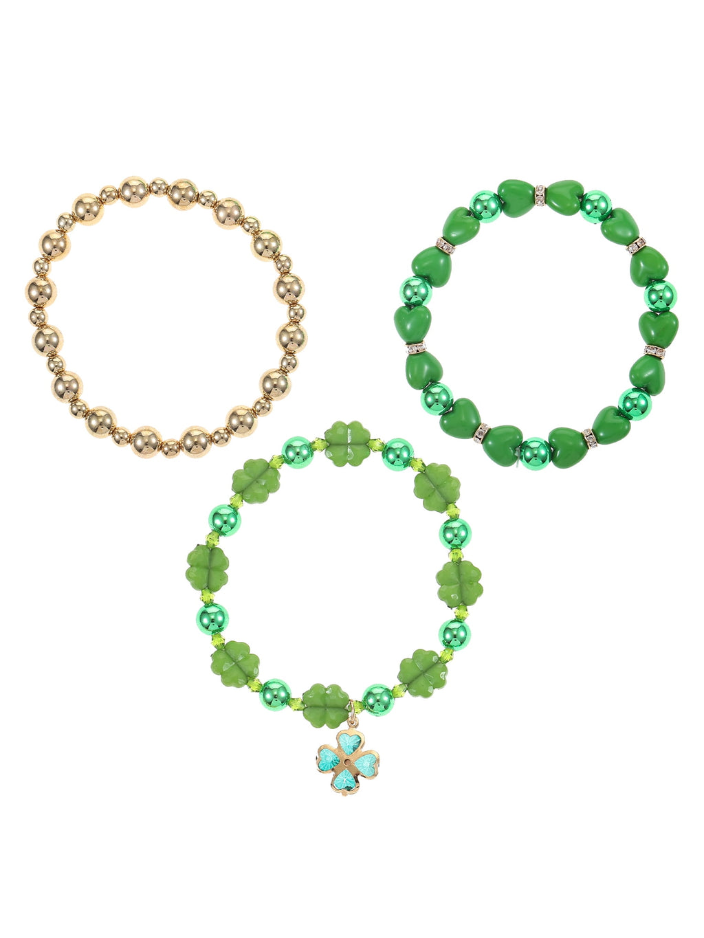 St. Patrick's Day Bead Stretch Bracelets, 3 Piece