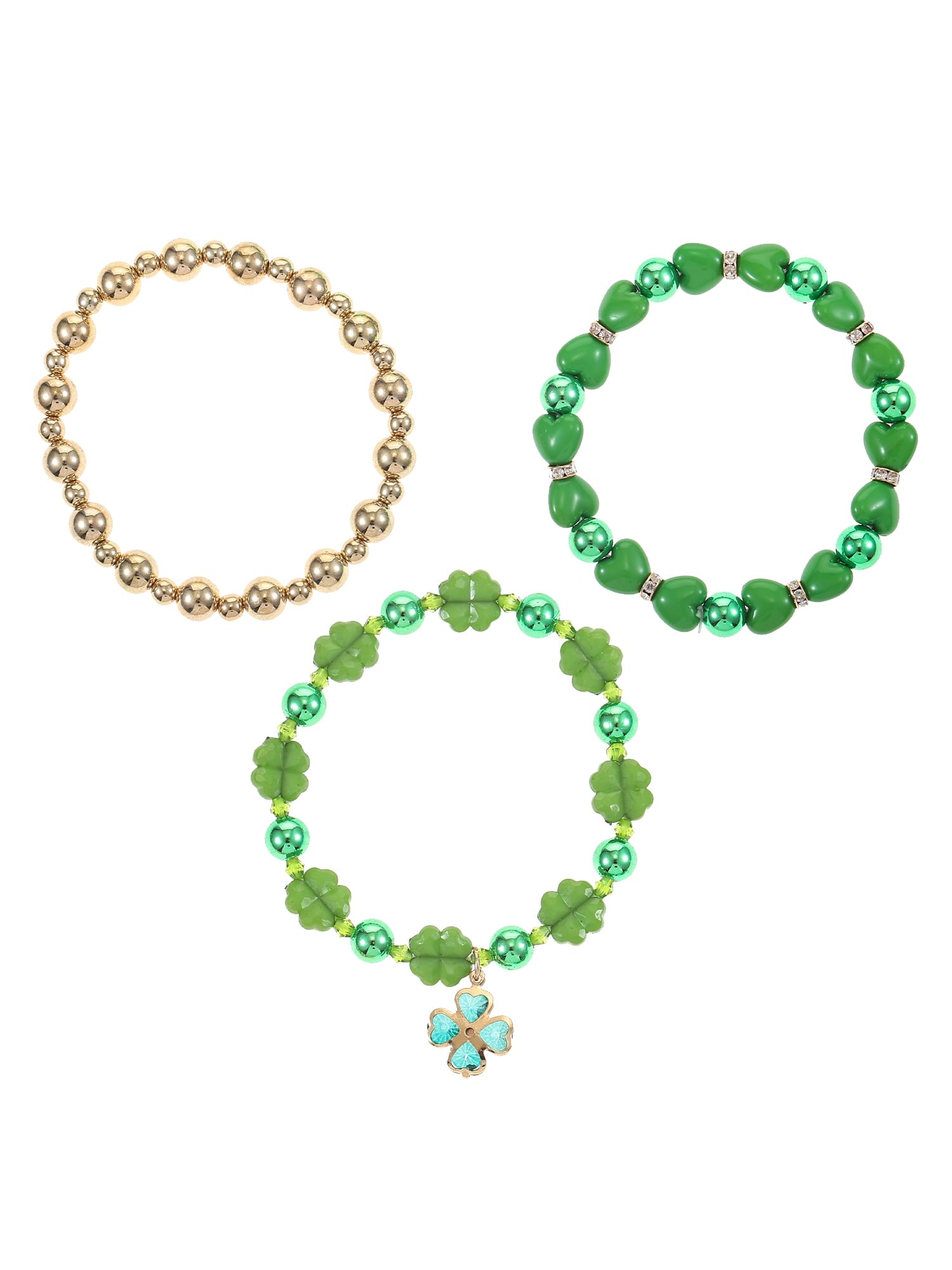 St. Patrick's Day Bead Stretch Bracelets, 3 Piece