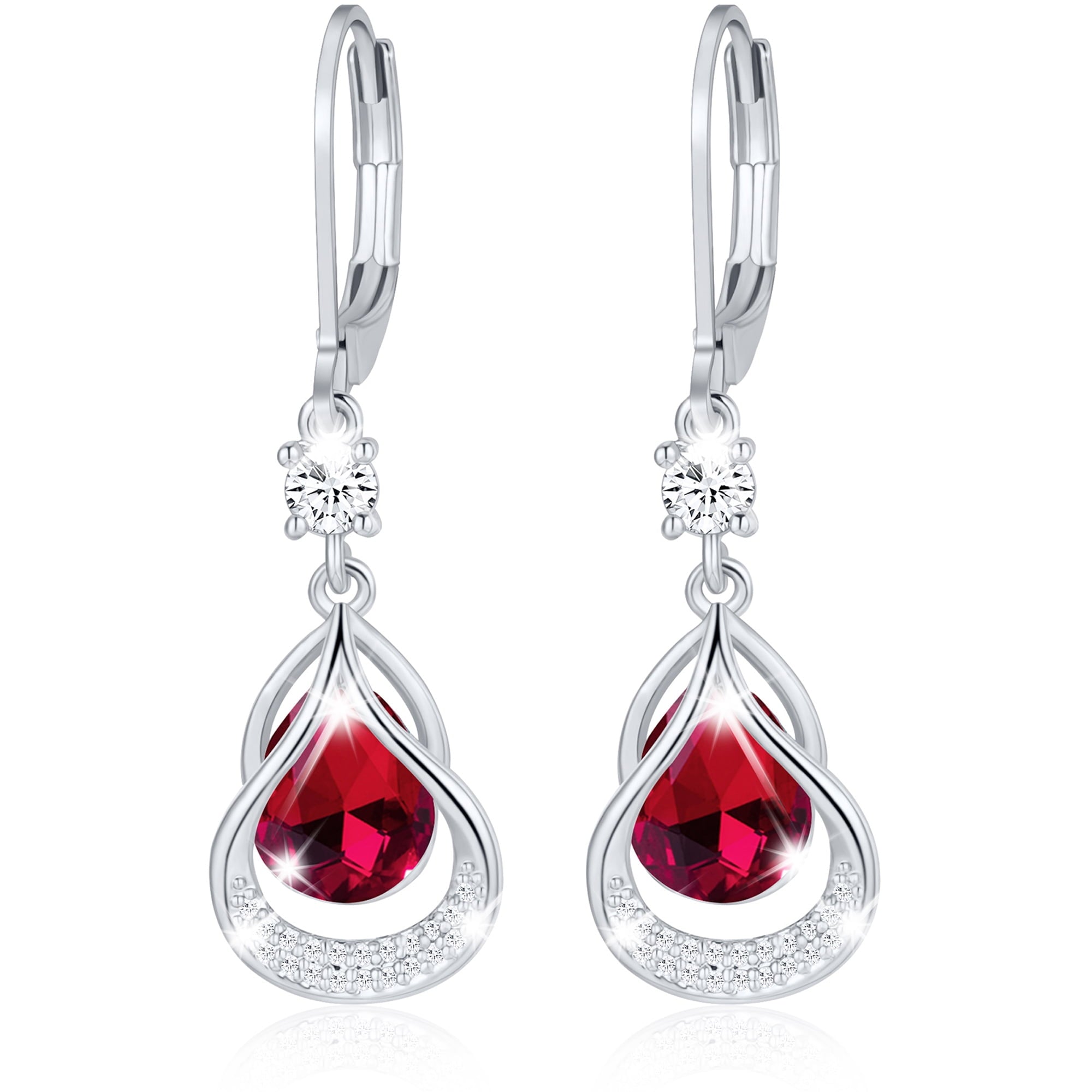 18K White Plated Drop Earrings for Women Girls Hypoallergenic S925 Sterling Post April Earrings with CZ Easter Basket Stuffers Jewelry Gifts Teen Adults Kids