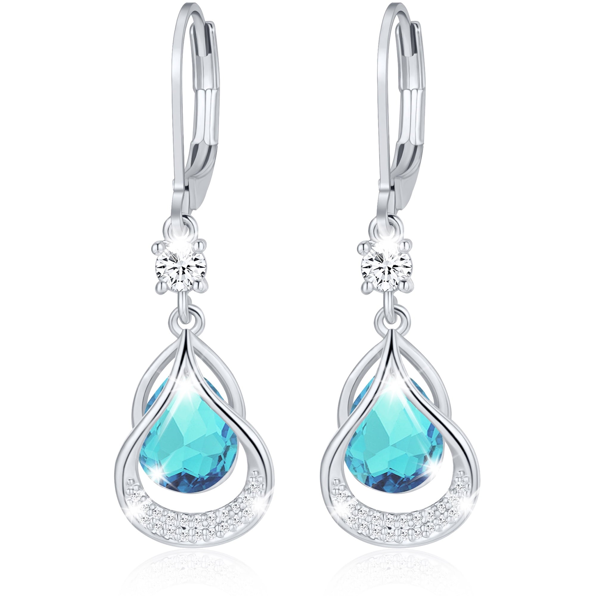18K White Plated Drop Earrings for Women Girls Hypoallergenic S925 Sterling Post April Earrings with CZ Easter Basket Stuffers Jewelry Gifts Teen Adults Kids