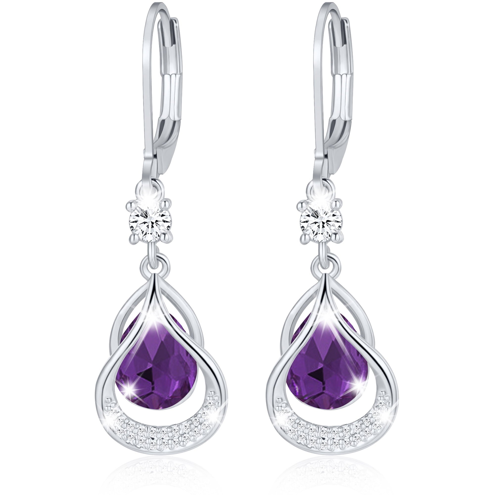 18K White Plated Drop Earrings for Women Girls Hypoallergenic S925 Sterling Post April Earrings with CZ Easter Basket Stuffers Jewelry Gifts Teen Adults Kids