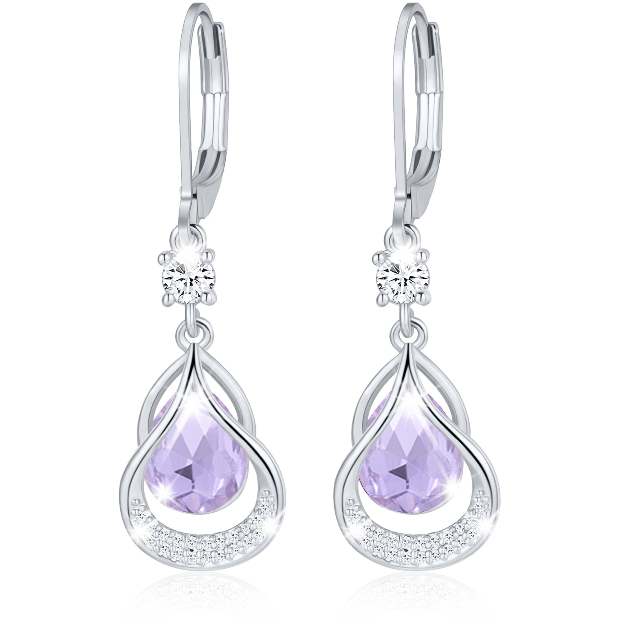 18K White Plated Drop Earrings for Women Girls Hypoallergenic S925 Sterling Post April Earrings with CZ Easter Basket Stuffers Jewelry Gifts Teen Adults Kids