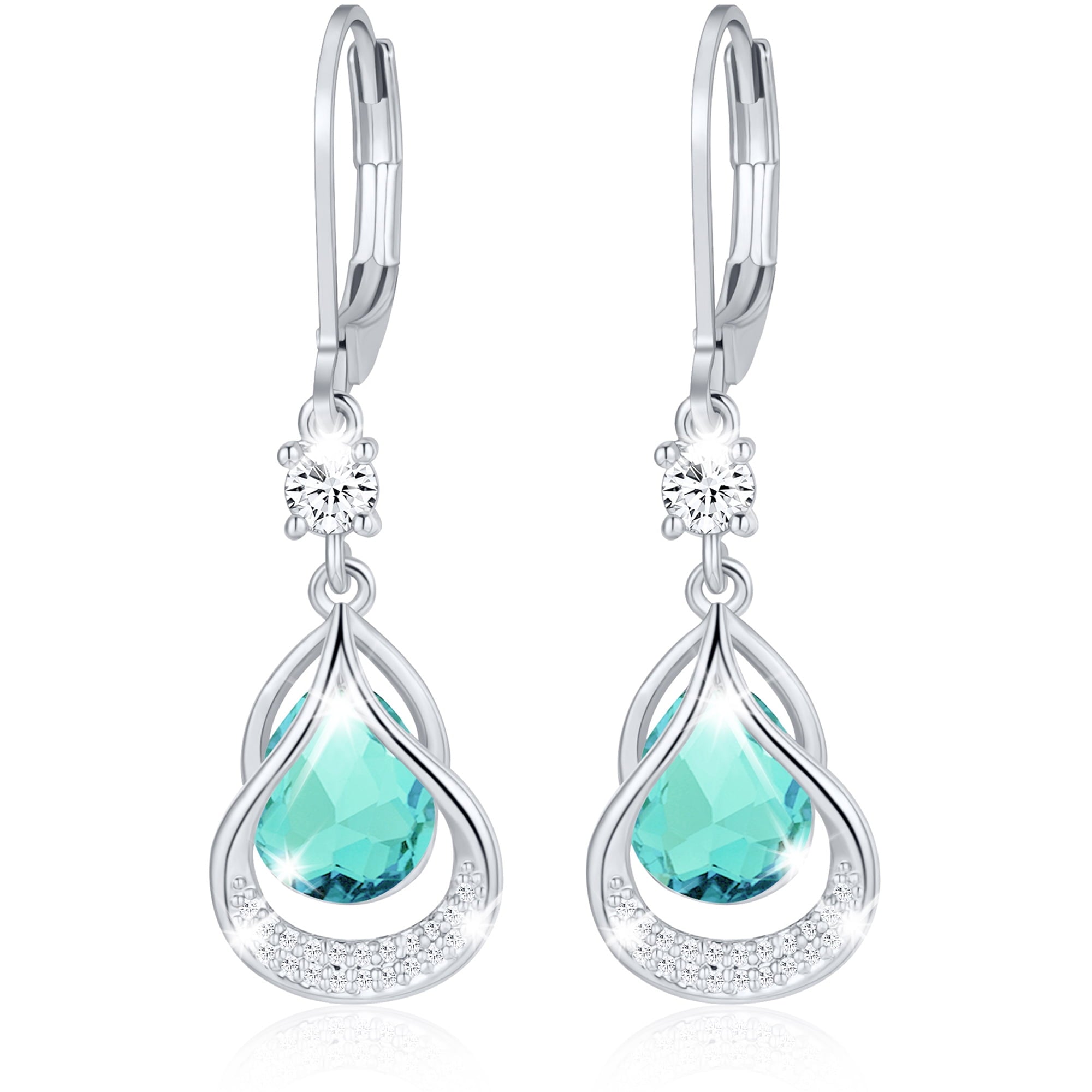 18K White Plated Drop Earrings for Women Girls Hypoallergenic S925 Sterling Post April Earrings with CZ Easter Basket Stuffers Jewelry Gifts Teen Adults Kids