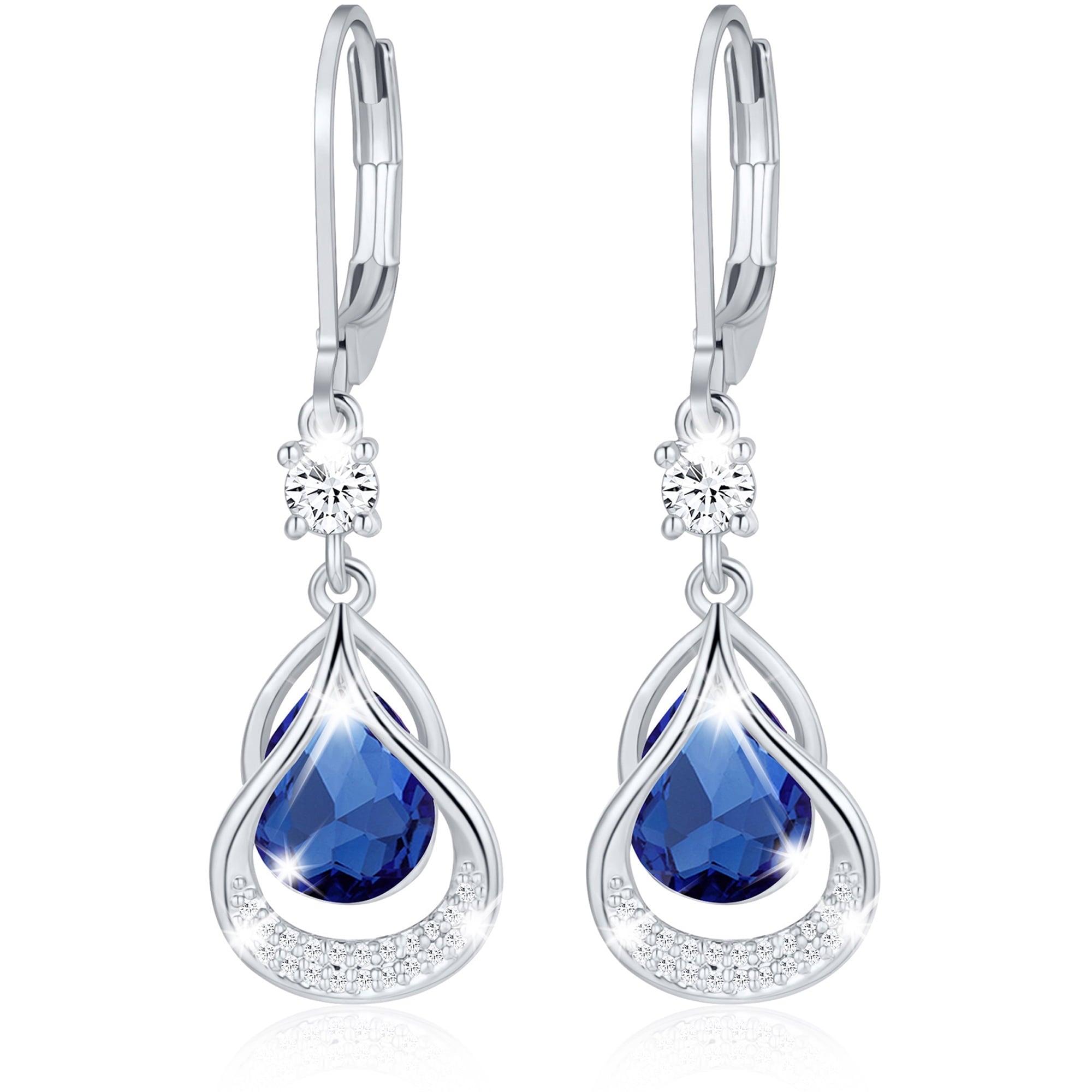 18K White Plated Drop Earrings for Women Girls Hypoallergenic S925 Sterling Post April Earrings with CZ Easter Basket Stuffers Jewelry Gifts Teen Adults Kids