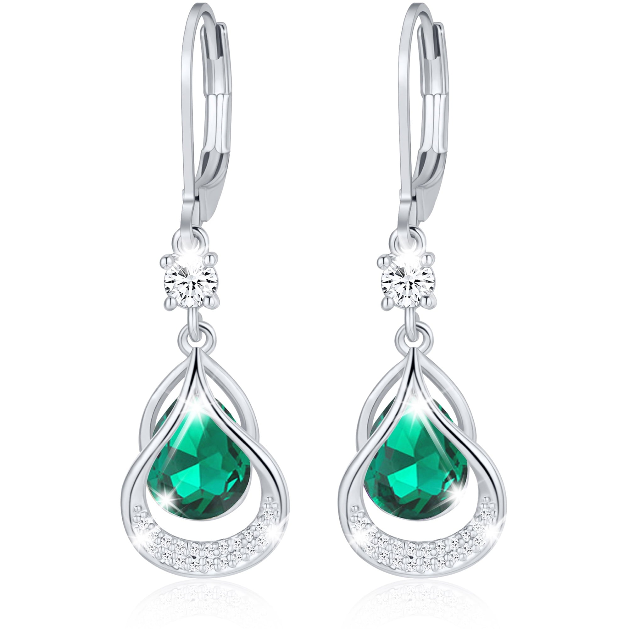18K White Plated Drop Earrings for Women Girls Hypoallergenic S925 Sterling Post April Earrings with CZ Easter Basket Stuffers Jewelry Gifts Teen Adults Kids