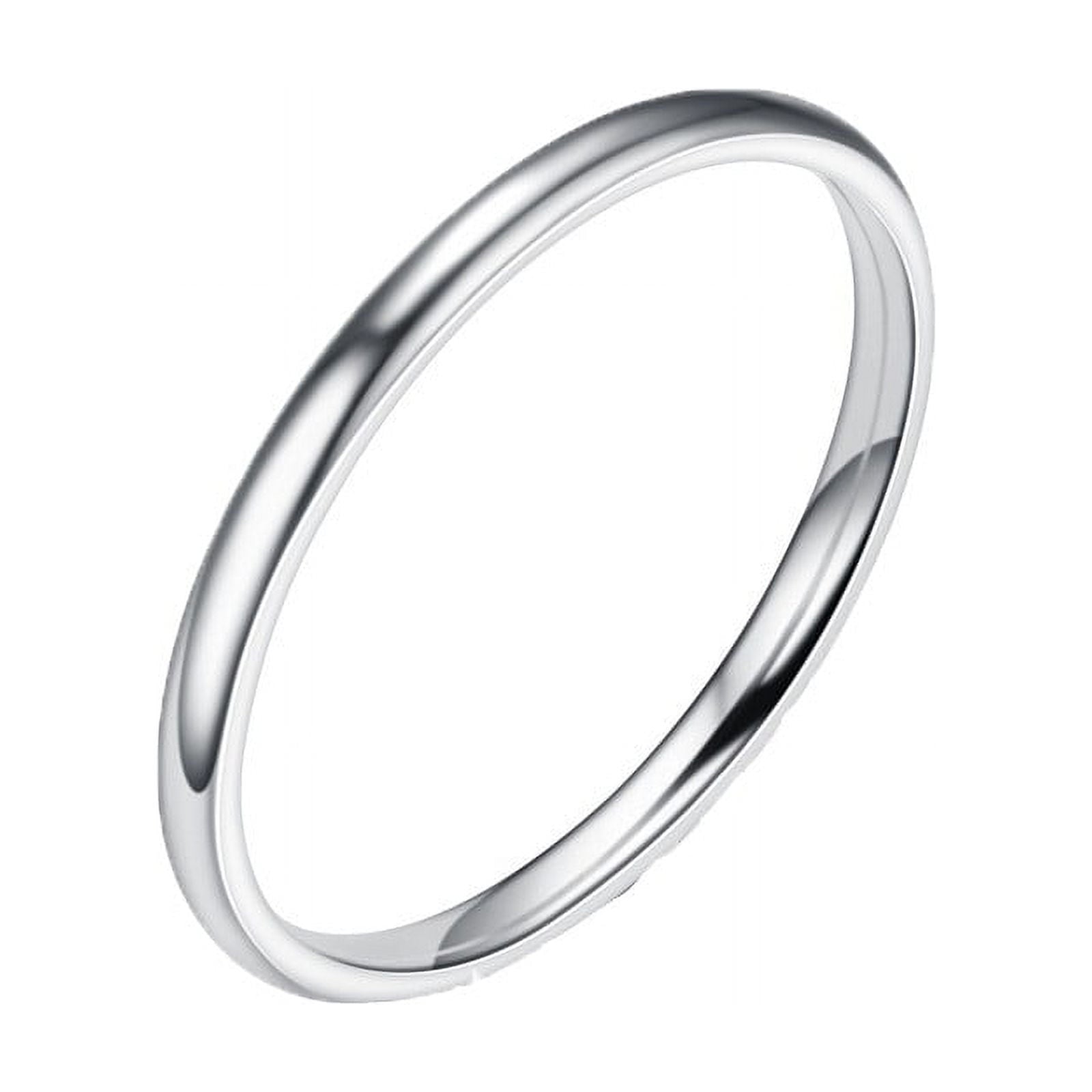 2MM Sterling High Polish Plain Dome Tarnish Resistant Comfort Fit Wedding Band Ring Sz 6.5