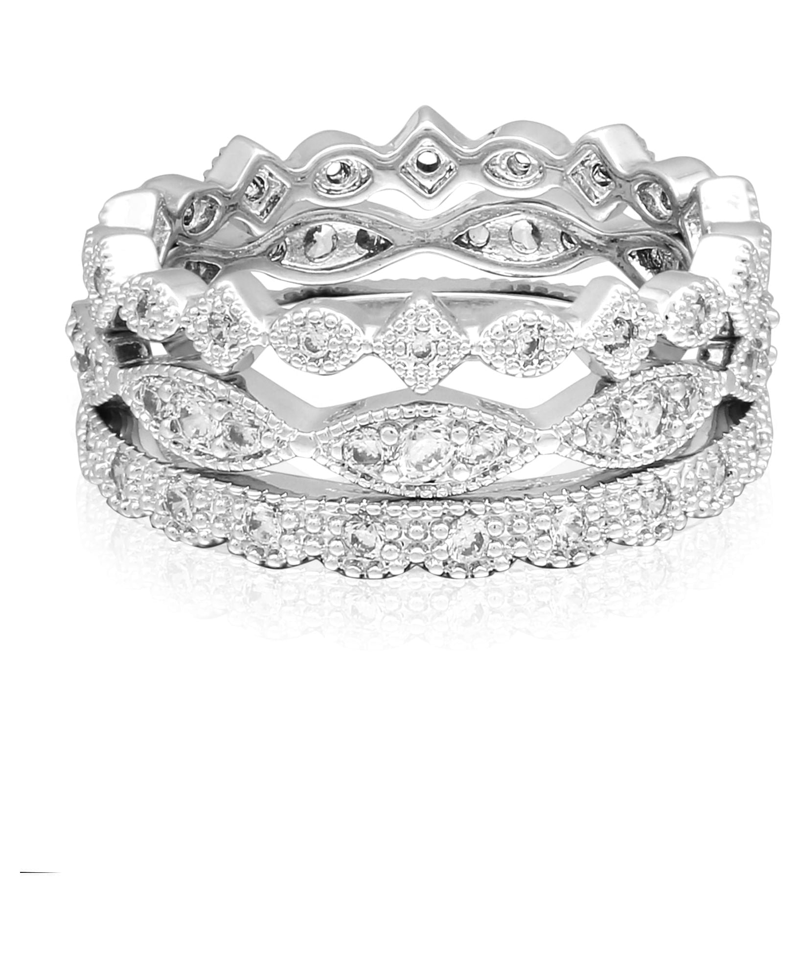 Women's Believe in AAA Cubic Zirconia Fine Plate Ring Set in Size 8.
