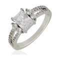 Women's Believe in Fine Plate AAA CZ Engagement Ring in Size 7