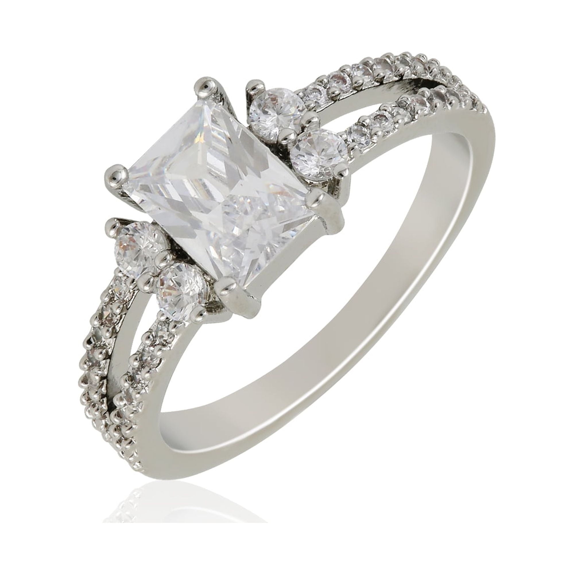 Women's Believe in Fine Plate AAA CZ Engagement Ring in Size 7