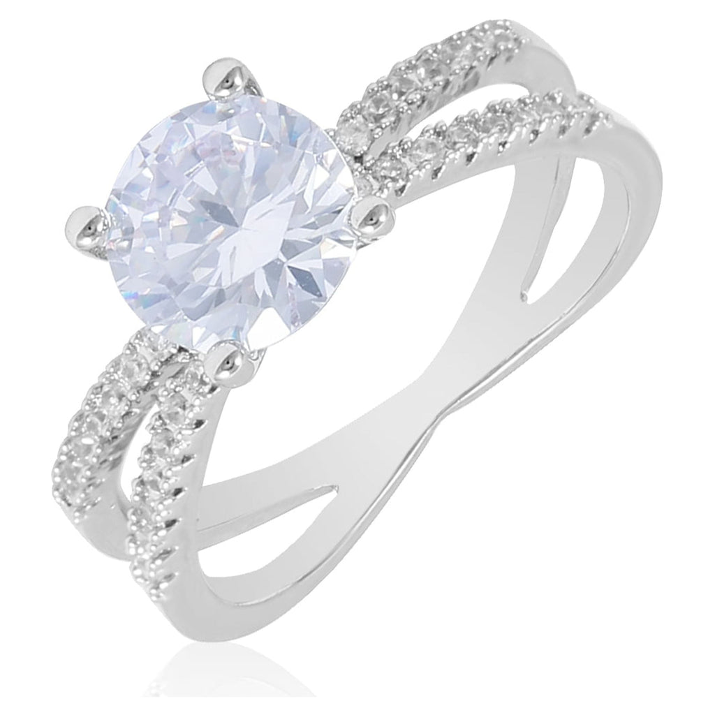 Women's Believe in Fine Plate AAA Cubic Zirconia Engagement Ring SZ 8.