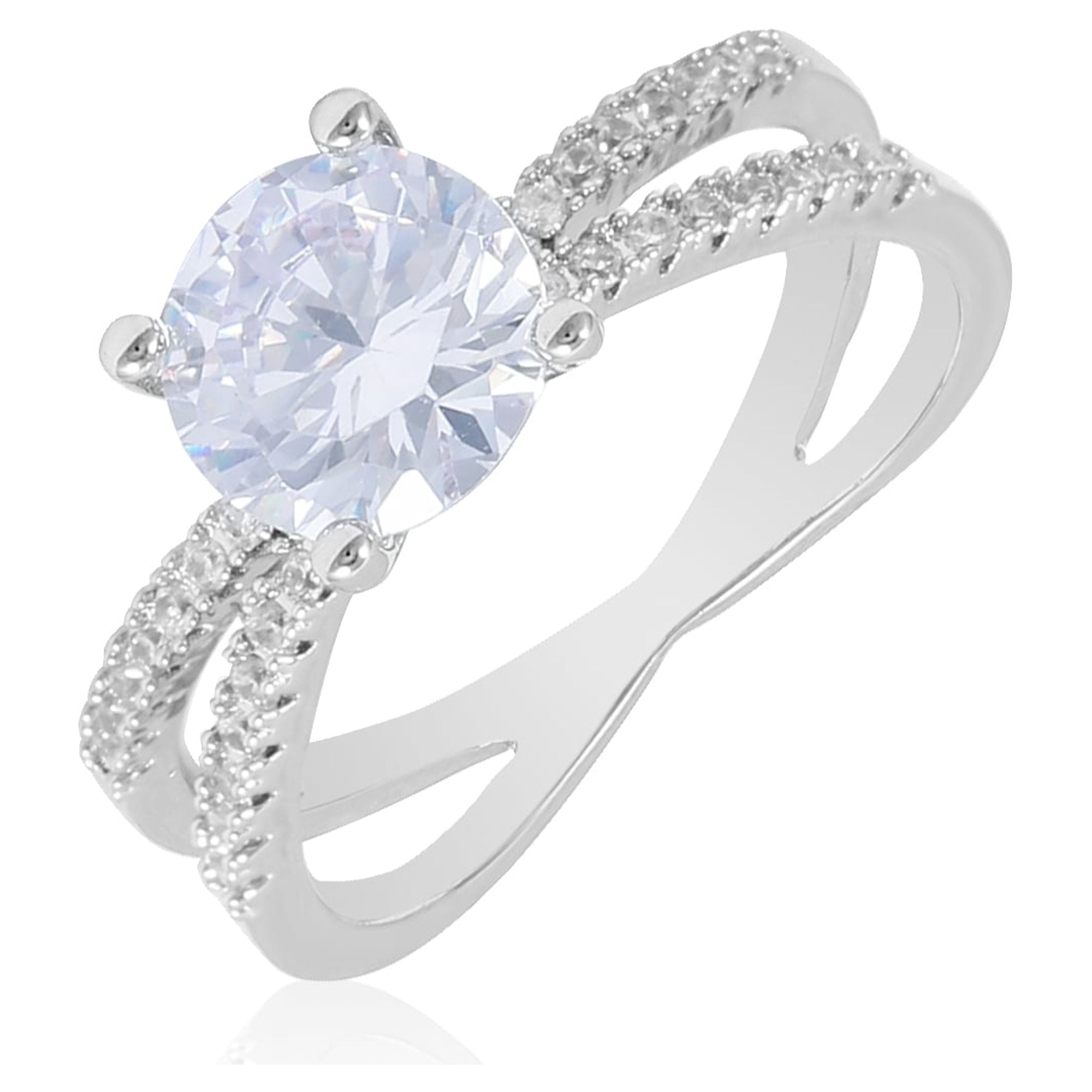 Women's Believe in Fine Plate AAA Cubic Zirconia Engagement Ring SZ 8.
