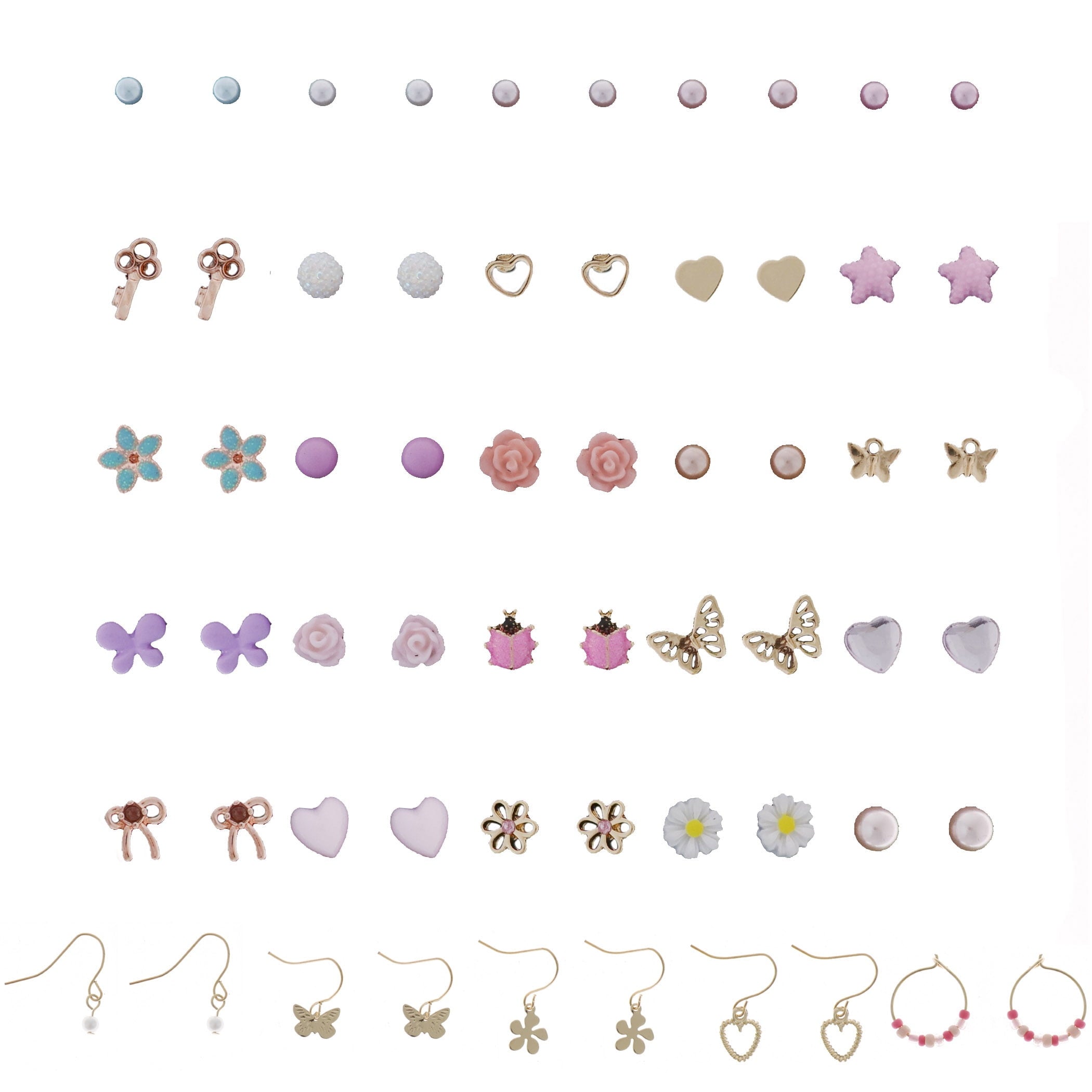 Kids Beaded Charm Earrings, 30 Count Multi-color